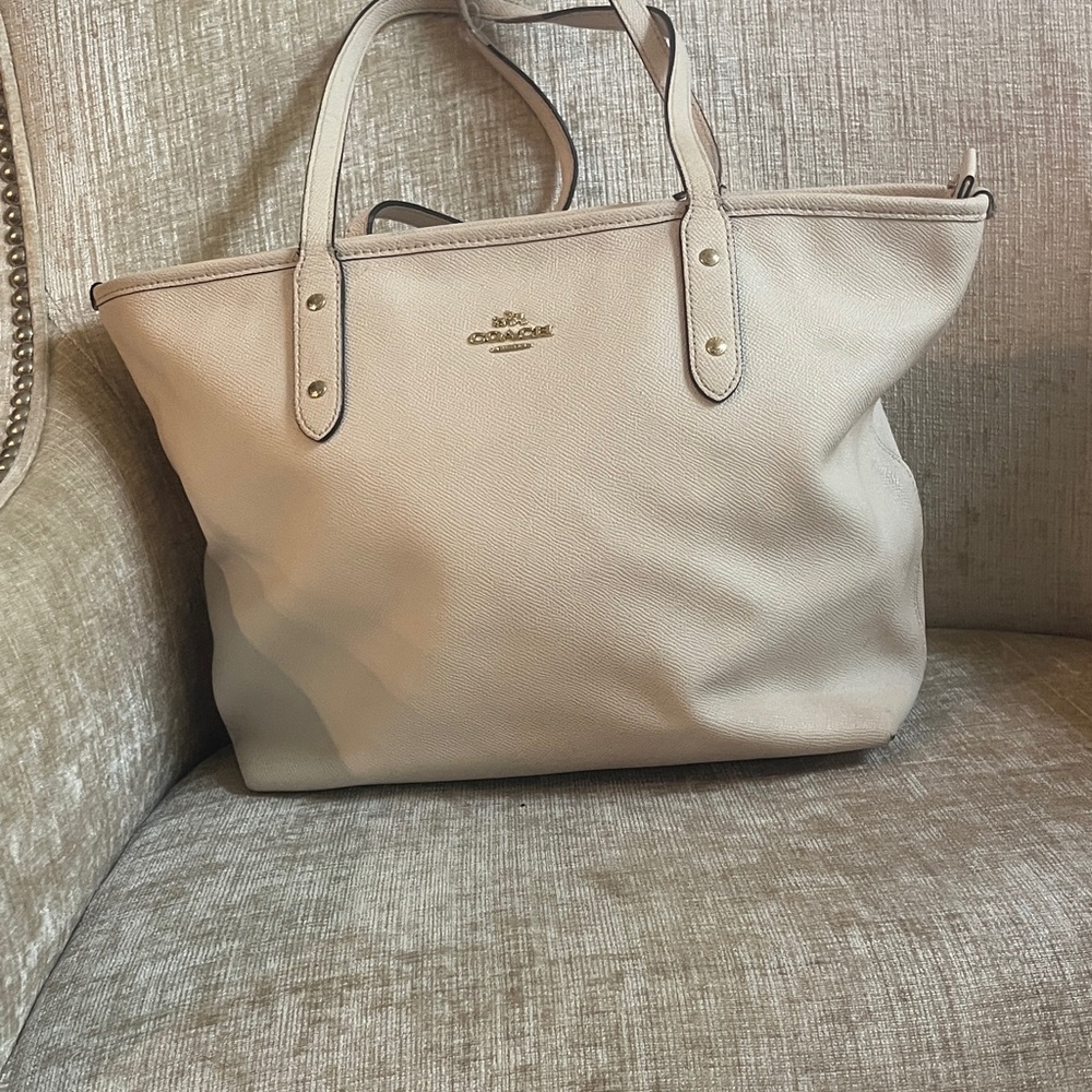 Coach Beige Leather Tote Bag